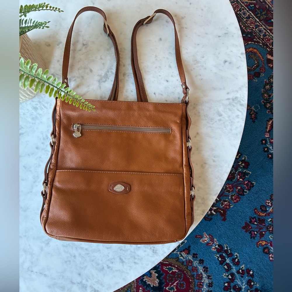 The Trend—Made in Italy—Genuine Leather Bag with Convertible Straps